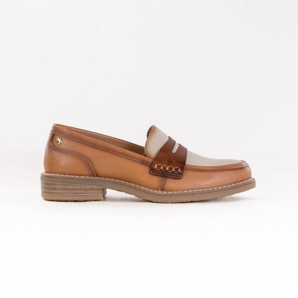 NEW PIKOLINOS women's aldaya loafers in almond leather